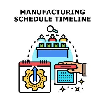 Manufacturing schedule timeline planning and production process Stock Illustration
