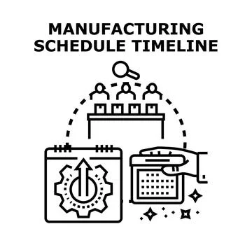 Manufacturing schedule timeline planning and production process Stock-Illustration