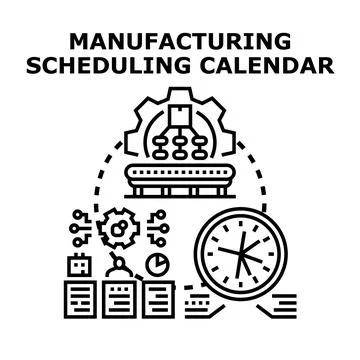 Manufacturing scheduling calendar workflow planning production concept イラスト素材