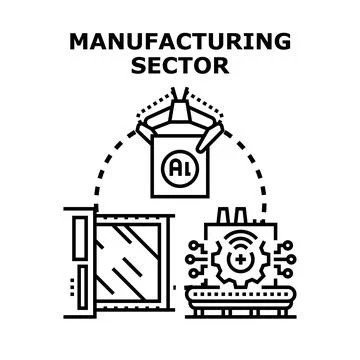 Manufacturing sector automation with artificial intelligence technology Stock Illustration
