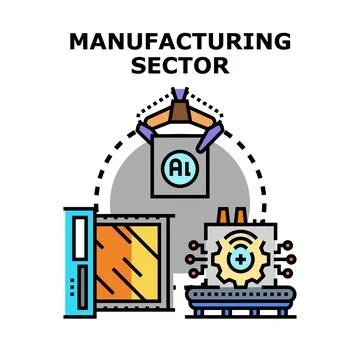 Manufacturing sector automation with artificial intelligence technology Stock Illustration