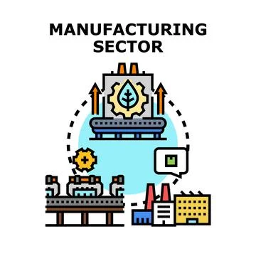 Manufacturing sector developing green industrial production process Stock Illustration