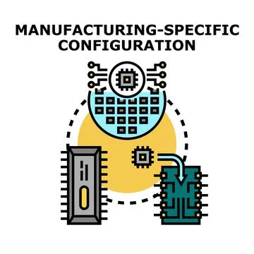 Manufacturing specific configuration process in microchip production Stock Illustration
