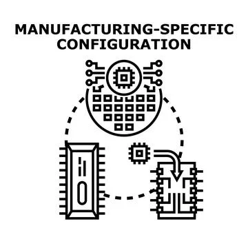 Manufacturing specific configuration process in microchip production Stock Illustration