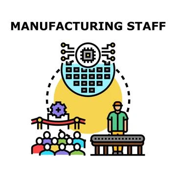 Manufacturing staff creating microchips on production line Stock-Illustration
