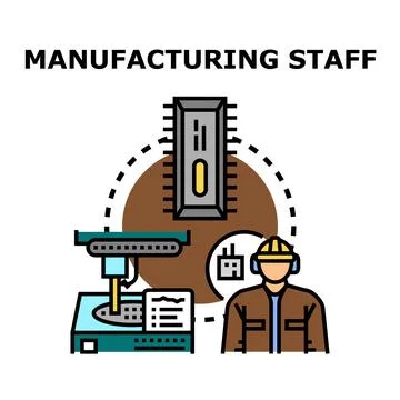 Manufacturing staff operating high technology production process イラスト素材