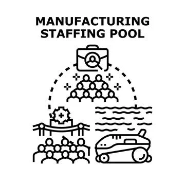 Manufacturing staffing pool concept representing candidate recruitment Stock Illustration