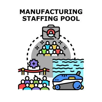 Manufacturing staffing pool concept representing candidate recruitment Stock Illustration