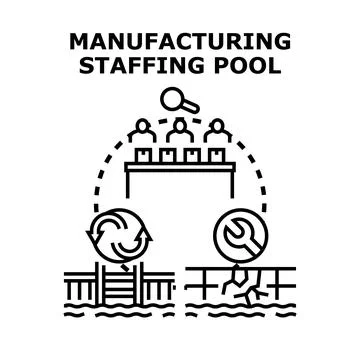 Manufacturing staffing pool forming a skilled workforce Stock Illustration