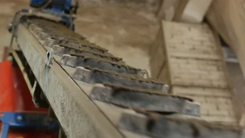 Manufacturing stage of interlocking concrete pavers for road surface Stock Footage 95105100