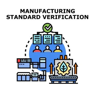 Manufacturing standard verification and quality control process Stock Illustration