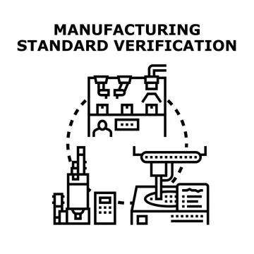 Manufacturing standard verification creating quality products Stock Illustration