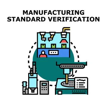 Manufacturing standard verification creating quality products Stock Illustration