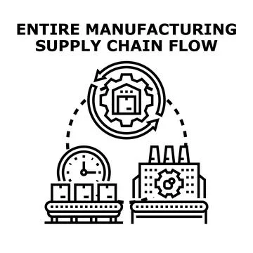 Manufacturing supply chain flow process logistics management イラスト素材