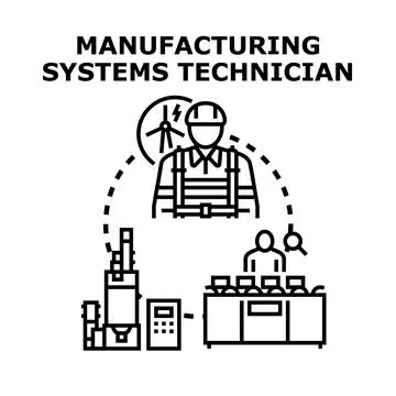 Manufacturing systems technician working on industrial processes Stock Illustration