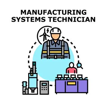 Manufacturing systems technician working on industrial processes Stock Illustration