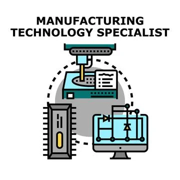 Manufacturing technology specialist creating electronic components concept Stockillustratie
