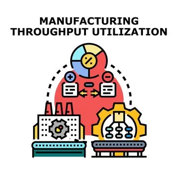 Manufacturing throughput utilization process efficiency concept 库存插图