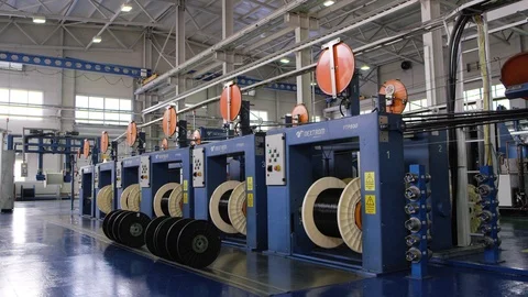 Manufacturing of twisted pair Stock Footage 121854685