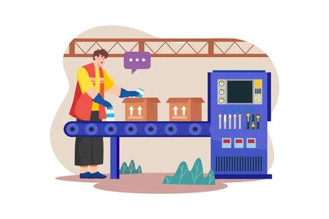 Manufacturing Unit  Illustration concept on white background Stock Illustration