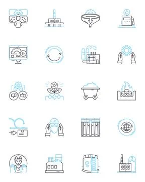 Manufacturing unit linear icons set. Production, Assembly, Automation Stock Illustration