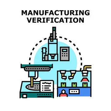 Manufacturing verification process with automated quality control Illustrazione stock