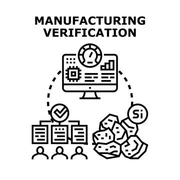 Manufacturing verification process validating raw materials and team work Stock Illustration