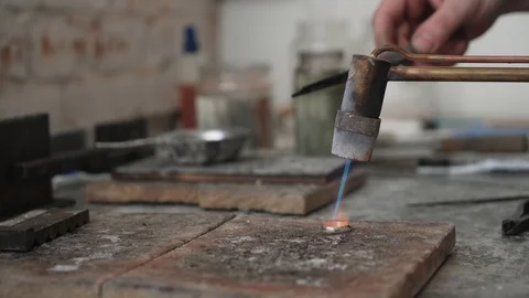 Manufacturing wedding ring. Ring melting Stock Footage 105259370