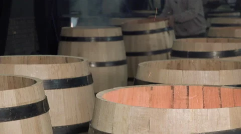 Manufacturing wine barrels Video stock 56917989