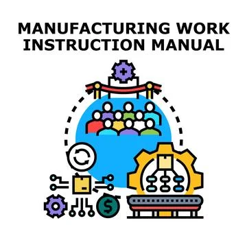 Manufacturing work instruction manual concept illustration Stock Illustration