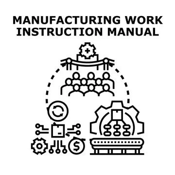 Manufacturing work instruction manual concept illustration Stock Illustration