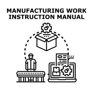 Manufacturing work instruction manual digital process concept Stock Illustration