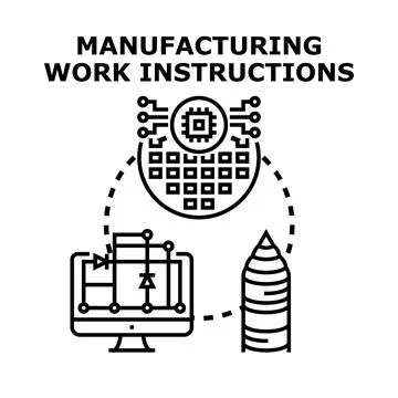 Manufacturing work instructions for advanced production technologies Stock Illustration
