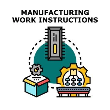 Manufacturing work instructions for production process organization Stock Illustration