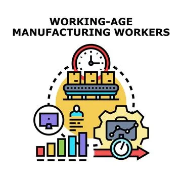 Manufacturing workers optimizing production process efficiency Stock Illustration