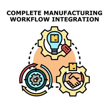 Manufacturing workflow integration process optimizing production planning Stock-Illustration