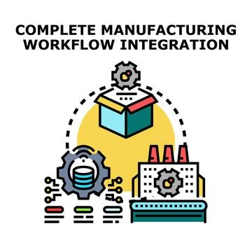 Manufacturing workflow integration technology process diagram Stock Illustration