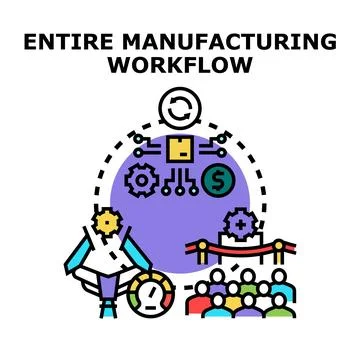 Manufacturing workflow process automation and development concept イラスト素材