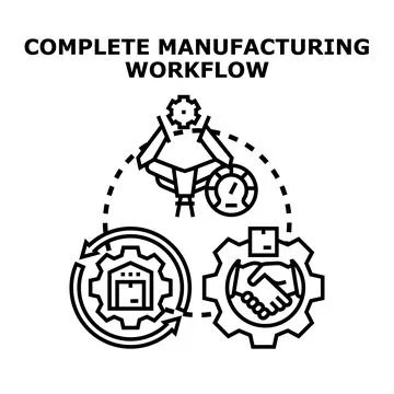 Manufacturing workflow process with industrial automation and logistics イラスト素材