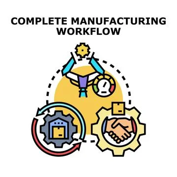 Manufacturing workflow process with industrial automation and logistics Stock Illustration