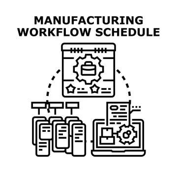 Manufacturing workflow scheduling planning production process optimization Illustration