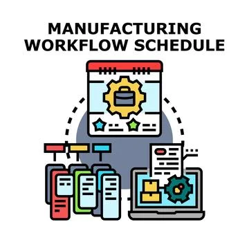 Manufacturing workflow scheduling planning production process optimization 스톡 일러스트