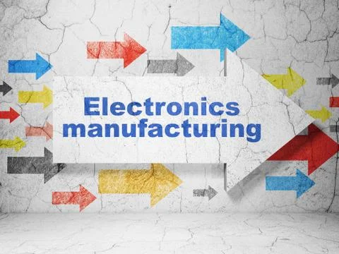 Manufacuring concept: arrow with Electronics Manufacturing on grunge wall Stockillustratie