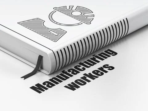 Manufacuring concept: book Factory Worker, Manufacturing Workers on white Stock Illustration