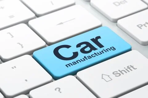 Manufacuring concept: Car Manufacturing on computer keyboard background Illustrazione stock