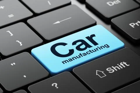 Manufacuring concept: Car Manufacturing on computer keyboard background Stock Illustration