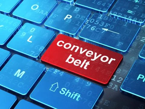 Manufacuring concept: Conveyor Belt on computer keyboard background イラスト素材