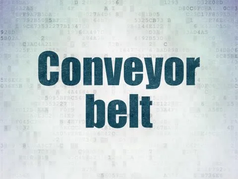 Manufacuring concept: Conveyor Belt on Digital Data Paper background Stock Illustration