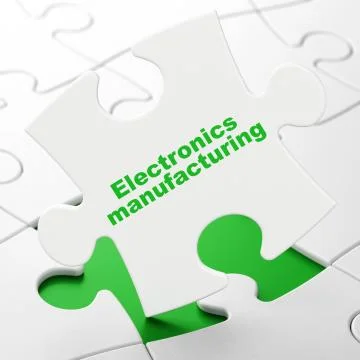 Manufacuring concept: Electronics Manufacturing on puzzle background Stock Illustration