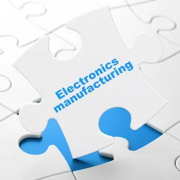 Manufacuring concept: Electronics Manufacturing on puzzle background Stock Illustration